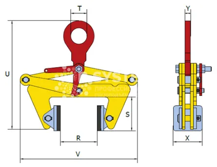 Клещевой вертикальный захват Terrier 1 TBLC г/п 1 т, лист 100-230 мм - дополнительное фото 1